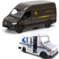 UPS Mercedes-Benz Sprinter + United States Postal Mail Truck Grumman LLV 5 Inch Die Cast Metal Model Toys SetOf2