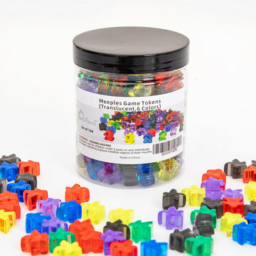 144 Pieces Meeples Game Tokens,Game Pieces For Board Games,Board Game Accessories With Portable Box(Translucent,6 Colors)