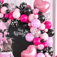 Pink Black Balloon Arch Kit, Mini Mouse Balloon Arch Kit, Pink And Black Polka Dot Balloons Mini Mouse Theme Party Decorations,
