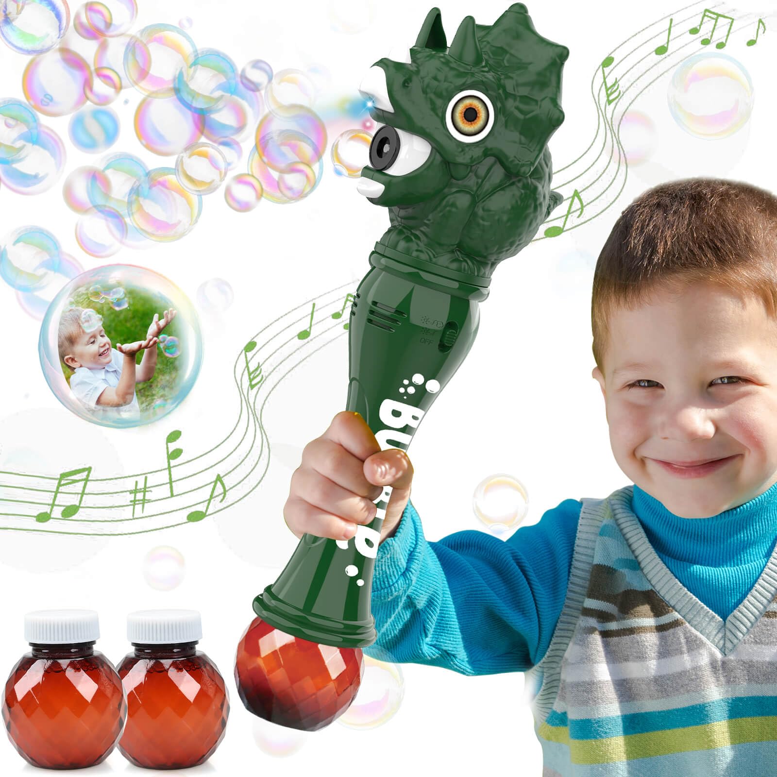 Aooess Bubble Wand Toys For Kid 3-8 Years Old Boys: Dinosaur Bubble Wand Bubbles Machine Bubble Blower For Toddlers 1-3 Dinosaur