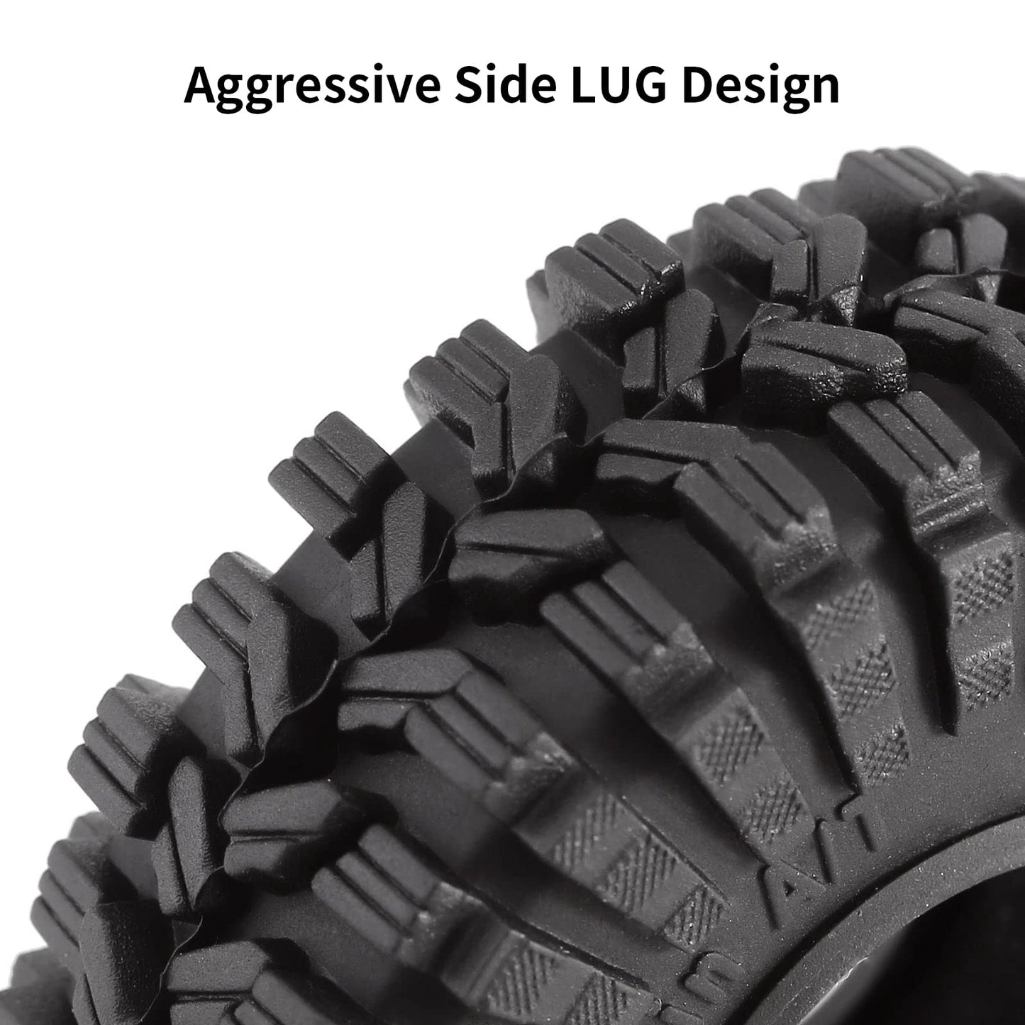 INJORA 1.0 Beadlock Wheel Tires Set -3.78mm Offset Wheel Rims for 1/18 1/24 RC Crawler Car Axial AX24 SCX24 FMS FCX24 TRX4M,Blac