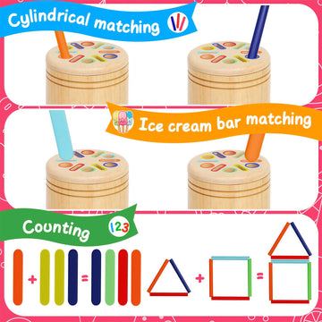 Wooden Sorting Toys Montessori Color & Shape Sorter Class Activity Toddlers Fine Motor Game For Colors And Shapes Recognition, B
