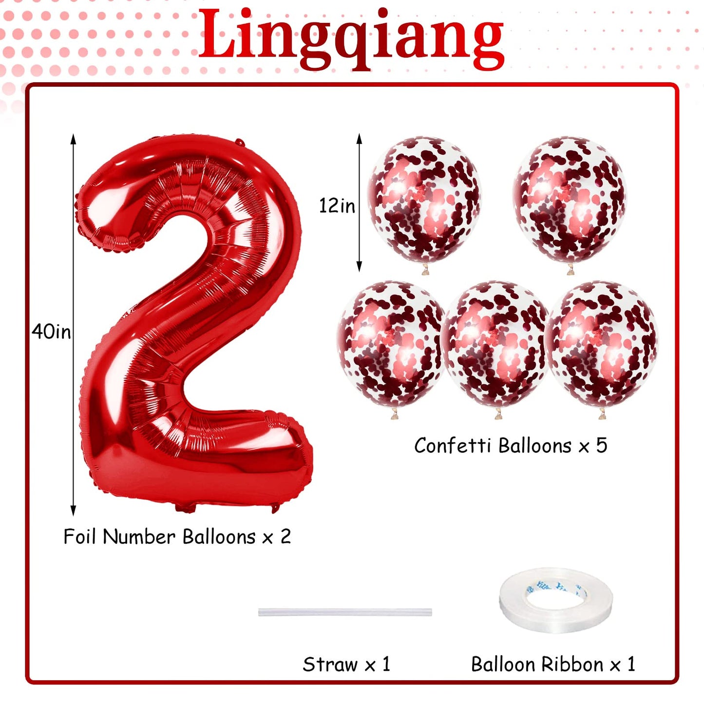 Red 20 Balloon Number, 40 Inch 20Th Birthday Balloons With Confetti Helium Latex Balloons, Jumbo Digital 0 And 2 Mylar Foil Ball