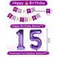 Naninuneno 15Th Birthday Decorations For Girls, Purple 15 Happy Birthday Balloons Supplies Including Purple Happy Birthday Banne