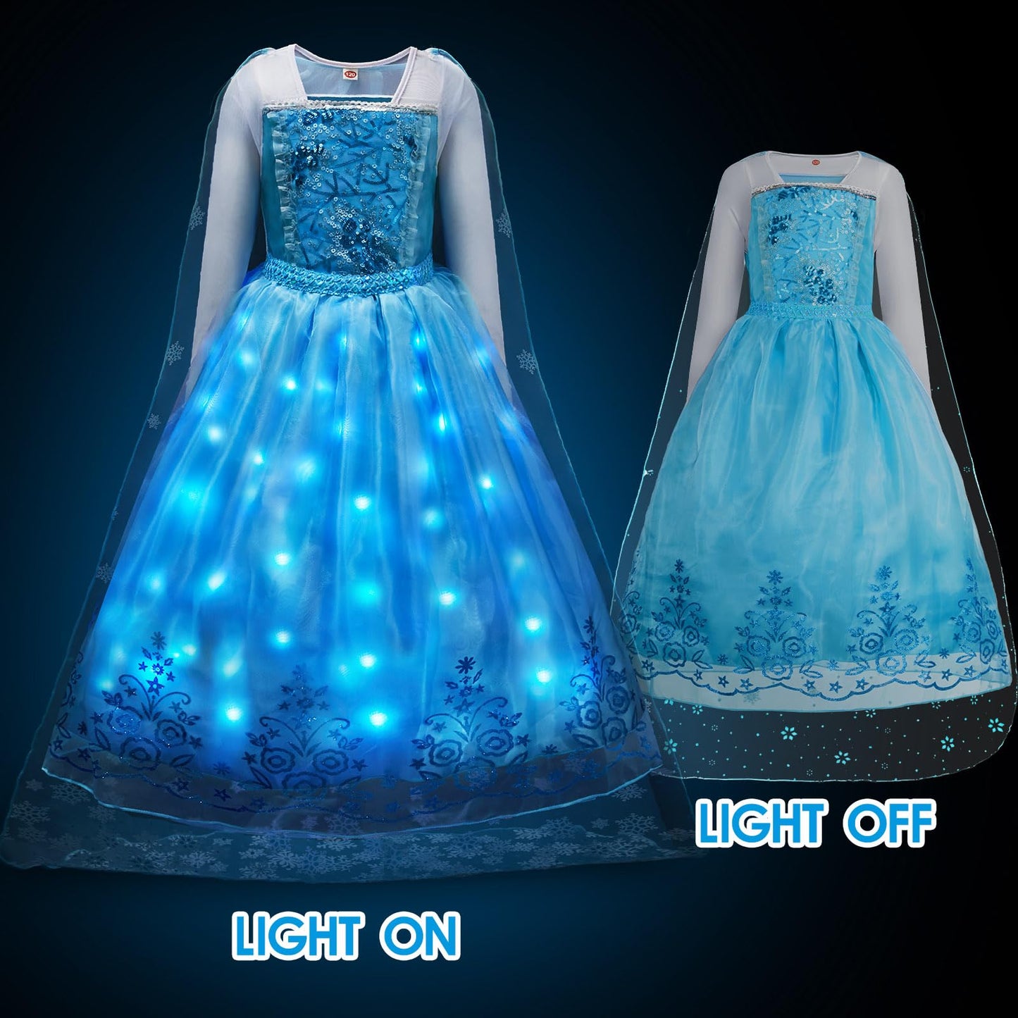 Davvew Princess Dress Light Up Halloween Costumes For Girls Age 3-10 Year Old Costume For Kids Toddler Dress Up Clothes
