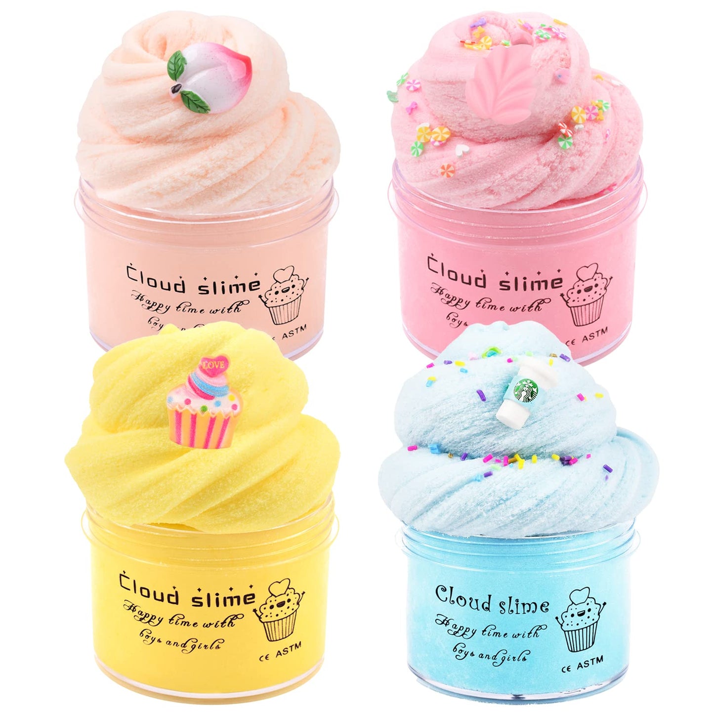 4 Pack Cloud Slime Kit  Soft and Non-Sticky Funny Slime  Stress Relief Scented Slime Toy for Kids Education  Party Gift and Birthday Gift