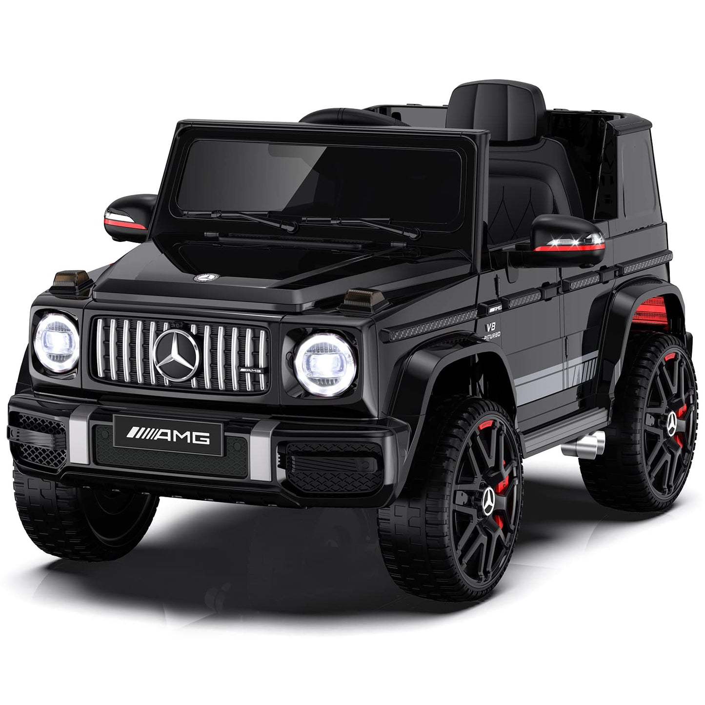 Anpabo 24V 4Wd Licensed Mercedes-Benz G63 Ride On Car W/Parent Remote Control, 4Wd/2Wd Switchable, Real-Time Battery Level, Led Headlight & Music Player, Ideal Electric Car For Kids, Black