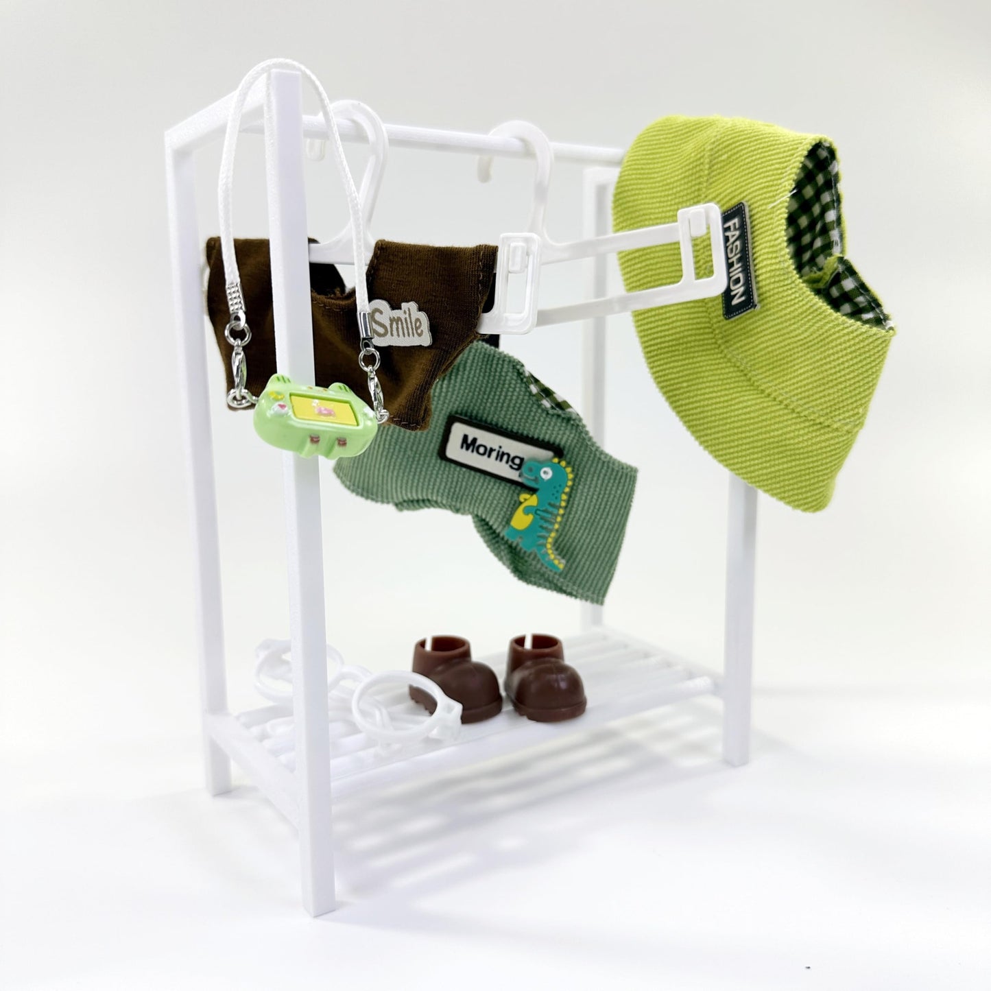 Stylish Adorable 17cm Dolls Clothes  6PCS Doll Outfits Dress-Up with Hat + Top + Pants + Glasses + Shoes + Pendant Accessories (No Dolls)