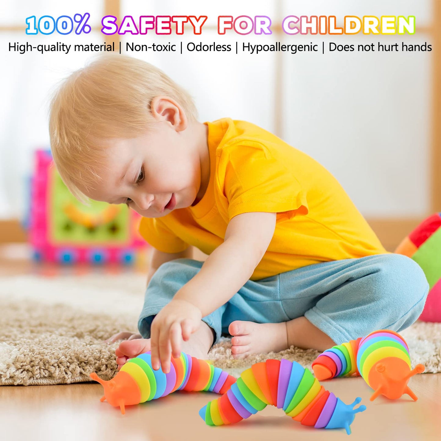 Cevioce Fidget Slug Toy, Sensory Slug Fidget Toy For Kids & Adults, 2 Pcs Cute 3D Articulated Sensory Toys - Can Be Spliced, Safe|Exercise Wrist Strength & Stress Relief, Great Gift For Adhd Autism A