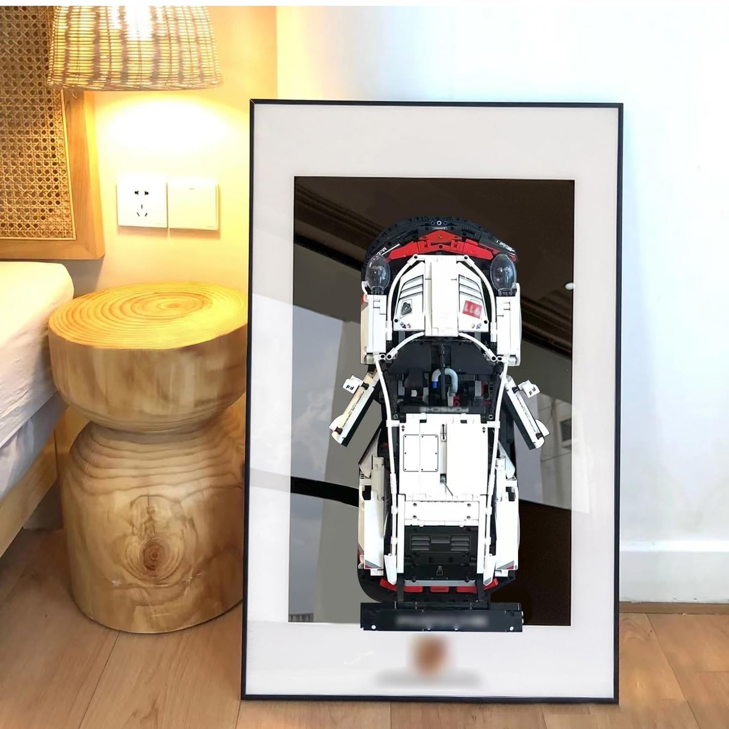 iLuane Display Wallboard for Lego Technic Porsche 911 RSR Model, 21.26x33.07x2.36 inch, Aluminum Alloy, Black/White, Model 420