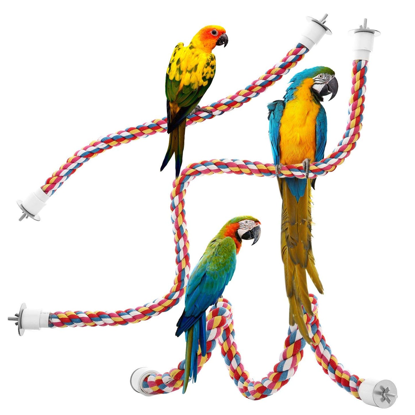 Jusney Bird Rope Perches,Parrot Toys 48 Inches Rope Bungee Bird Toy (48 Inches)1 Pack]