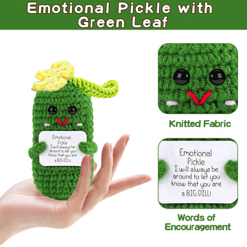 Hoedia Emotional Support Pickle With Green Leaf: Cucumber Crochet Dolls Friend Birthday Gifts For Women Men Coworkers Student -
