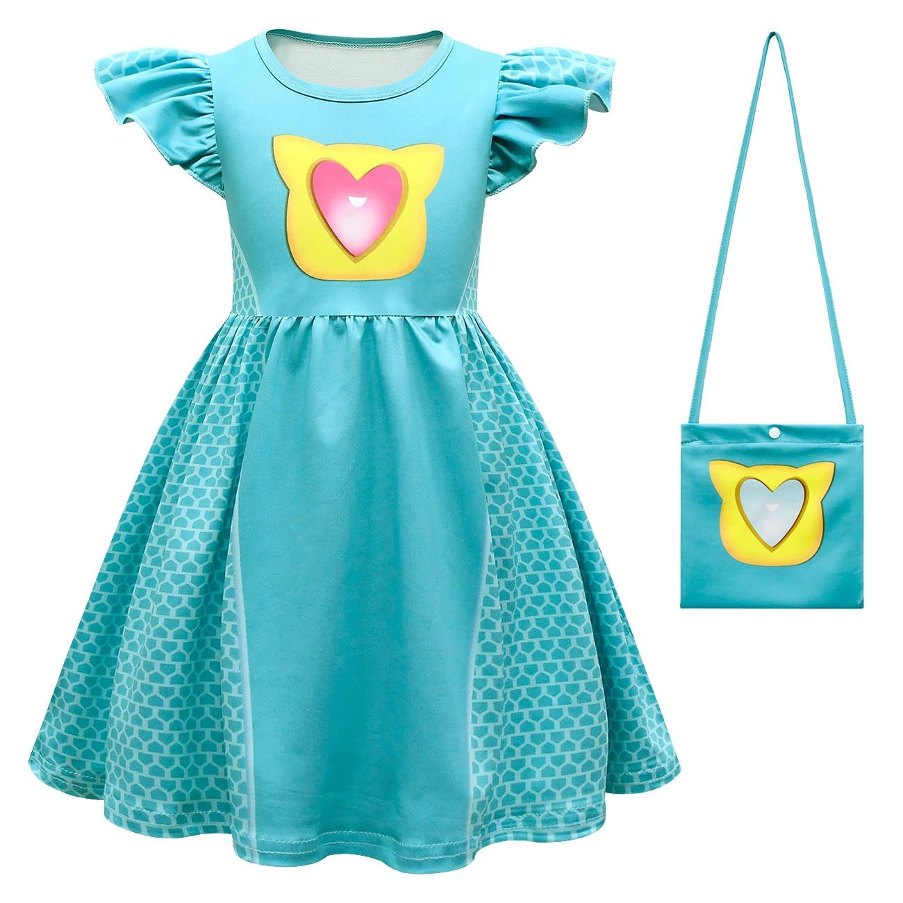 Shelovesit Girls Superhero Cosplay Costume Kitties Dress Movie Character Cat Dress Up Outfits - 130Cm/6T-7T - Blue