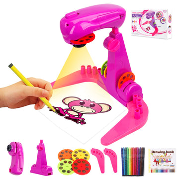 Imireux Drawing Projector For Kids,Intelligent Draw Projector Sketch Toy,Machine With 32Cartoon Patters And 12Color Brushes For