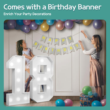 Marquee Numbers Large 18Th-Birthday Decorations: 3Ft Light Up Number 18 Birthday Decoration For Boy Girl 18 Year Old Teen Birthd