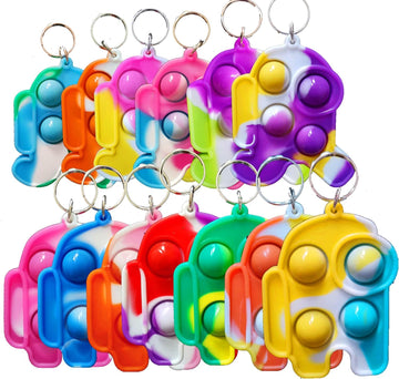 30 Packs Kids Christmas Party Favors And Classroom Students Gifts, Push Fidget Bubble Fidget Sensory Bulk Mini Pop Keychain,Boys