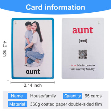 64Pcs/Set Family & House Kids Gifts English Flash Cards Pocket Card Educational Learning Baby Toys For Children Pre-Kindergarten