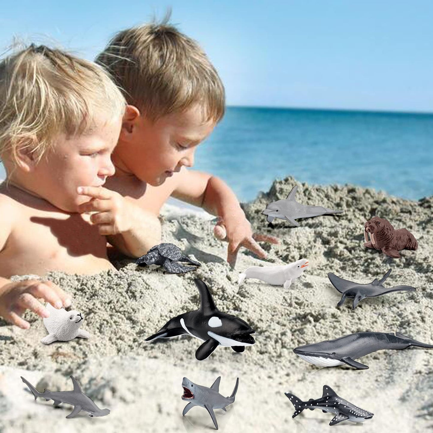 Lc Joycre Arctic Animals Mini Sea Creatures Toys Set - 22Pcs Figurines For Toddlers - Sharks, Sea Turtle & More - Bulk Kids Birt