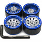 Hobbysoul Adjustable Offset 1.0 Beadlock Wheels Blue Silver, Heavy Rc 1.0 Wheels 7Mm Hex Rims For 1/18 Traxxas Trx4M Axial Scx24