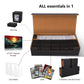Scimi Mtg Card Storage Box Tcg Deck Case Holds Fits 5 Windows Decks Card Box Or 1800+ Sleeved Cards For Mtg, Yugioh, Uno, Tcg, Trading Cards With Mat Case And Strong Magnet Closure (Black And Golden)