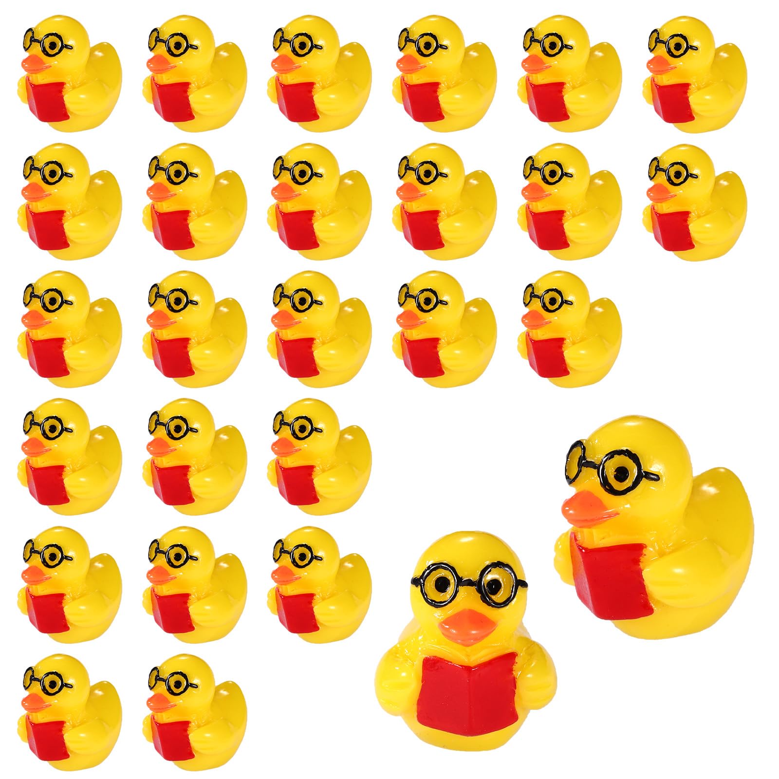 25pcs Back to School Resin Ducks, Mini Tiny Little School Theme Miniature Duck Small Resin Animal for DIY Dollhouse Garden Bonsa