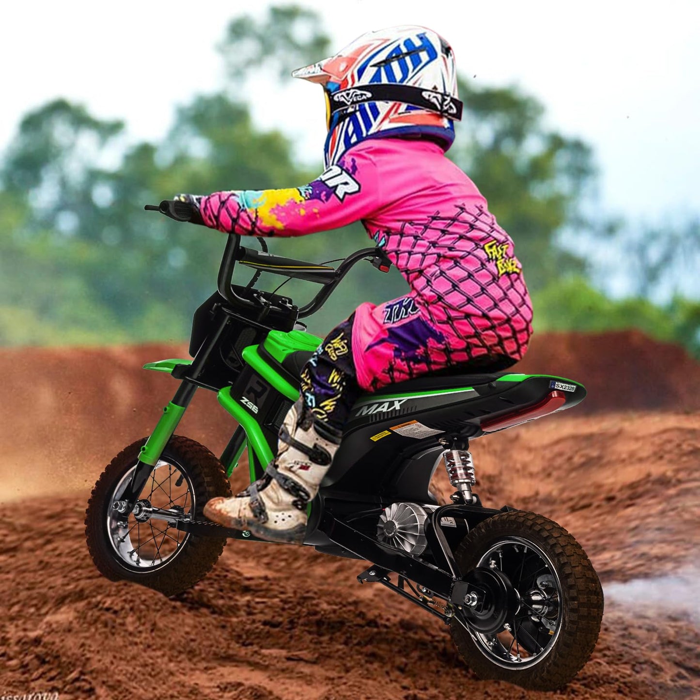 Hetoy 24V Electric Dirt Bike For Kids, 350W Kids Electric Motorcycle, Up To 14.29 Mph, 2-Speed Modes, Max Weight 135 Lbs