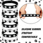48 Pieces Paw Print Rubber Bracelets Multicolor Silicone Stretch Wristbands for Birthday Party Supplies, Black, White