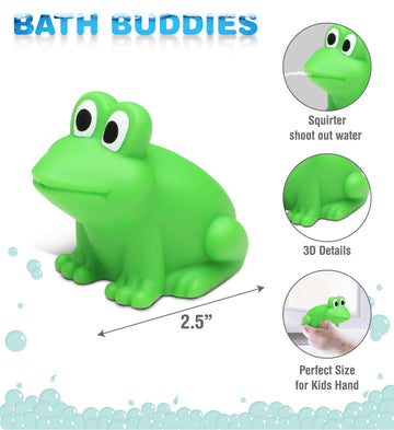 Puzzled DolliBu Frog Bath Buddy Squirter - Green Rubber Bath Toy, 3 Inch Small Size for Toddlers, Fun Bath & Pool Play