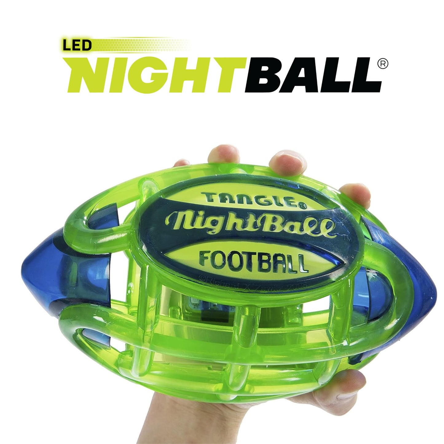 Tangle Nightball Glow In The Dark Light Up Led Football, Green With Blue