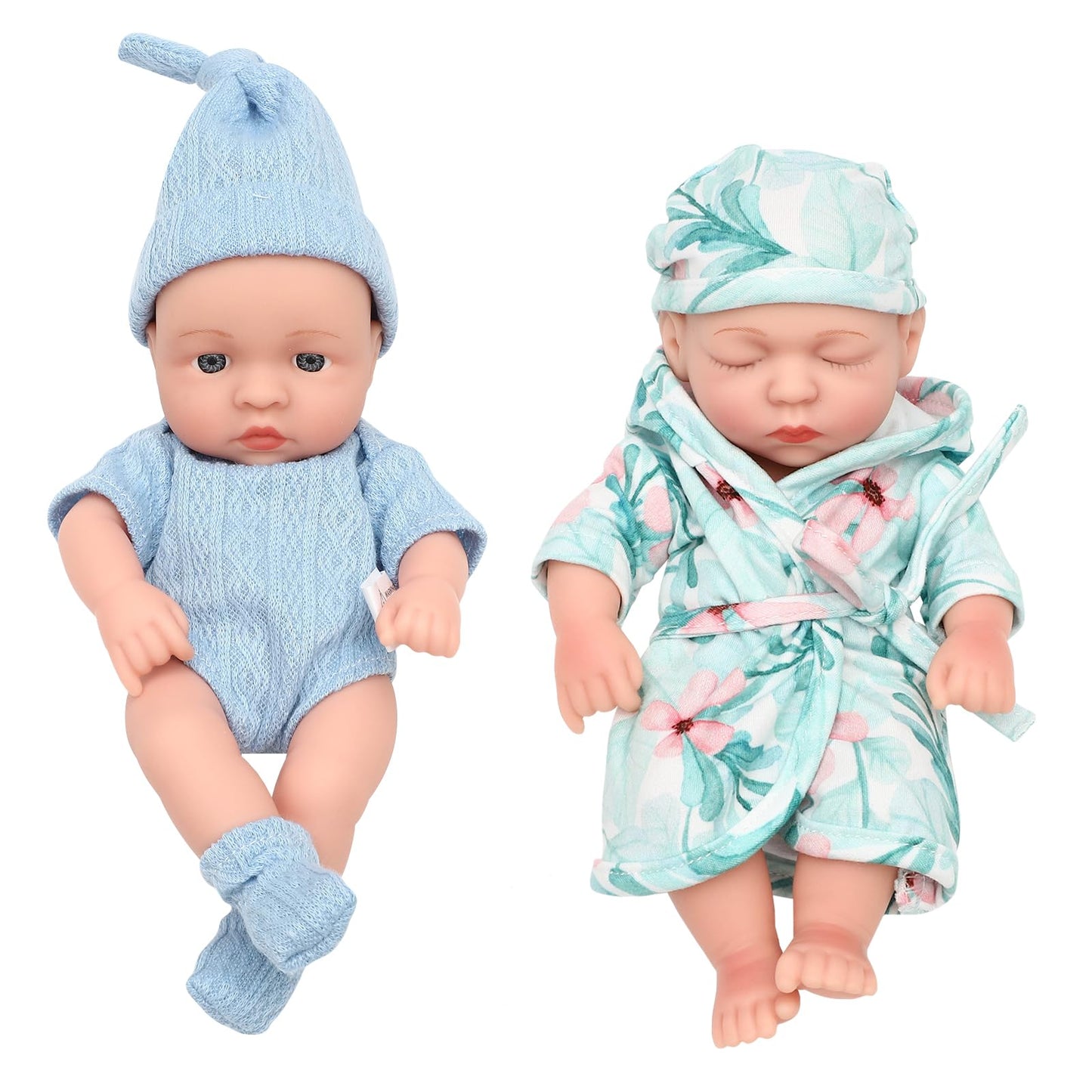 Onest 2 Sets 7 Inch Dolls Cute Baby Dolls Include 2 Pieces Baby Mini Dolls, 2 Sets Handmade Doll Clothes