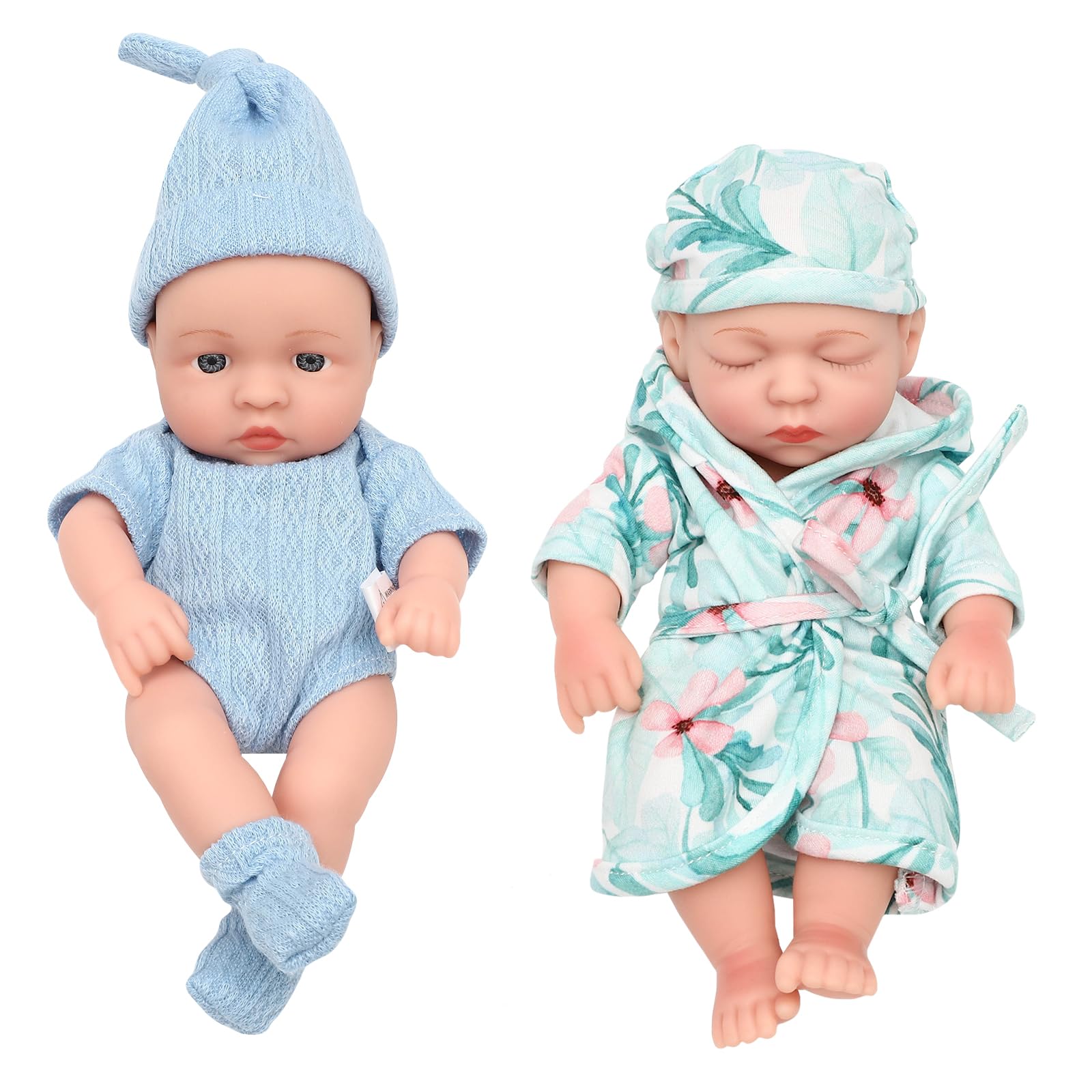 Onest 2 Sets 7 Inch Dolls Cute Baby Dolls Include 2 Pieces Baby Mini Dolls, 2 Sets Handmade Doll Clothes