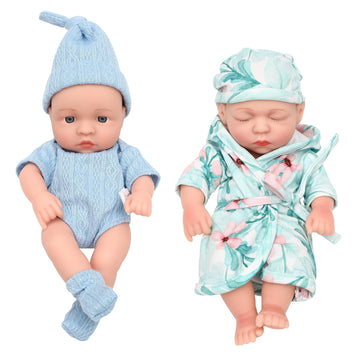 Onest 2 Sets 7 Inch Dolls Cute Baby Dolls Include 2 Pieces Baby Mini Dolls, 2 Sets Handmade Doll Clothes