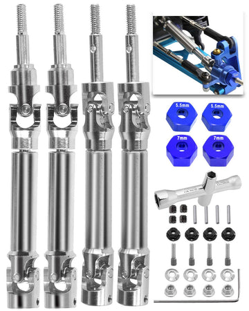 4PCS Stainless Steel Drive Shaft CVD Upgrades Part for 1/10 Stampede VXL 4X4,Rustler VXL 4X4,Slash VXL 4X4 Platinum Ultimate,Hos