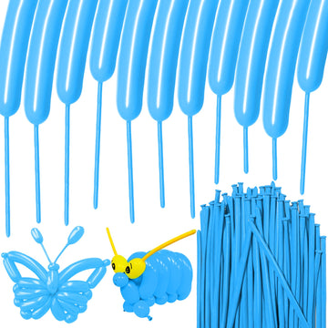 Hykjnbw Light Blue Long Balloons For Balloon Animals, 260 Balloons Art Kit For Twisting, Skinny Modeling Balloons Supplies For B