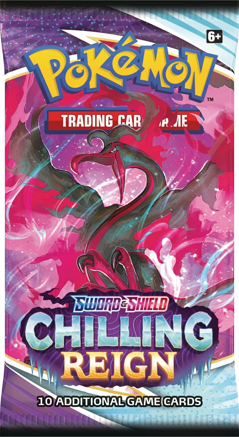Pokemon TCG decorative replica blade & Shield 6 Chilling Reign Booster Packs (4 Packs)