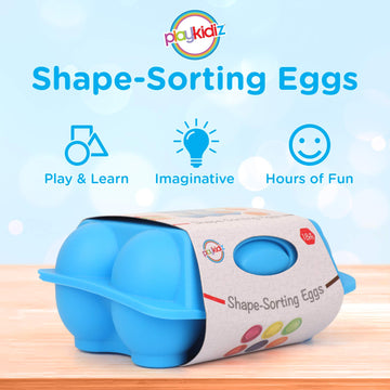 Playkidz Shape Sorting Eggs - Developmental And Educational Toy - Half A Dozen (6) Pieces For Mixing And Matching Color Or Shape - Recommended For Ages 18M+