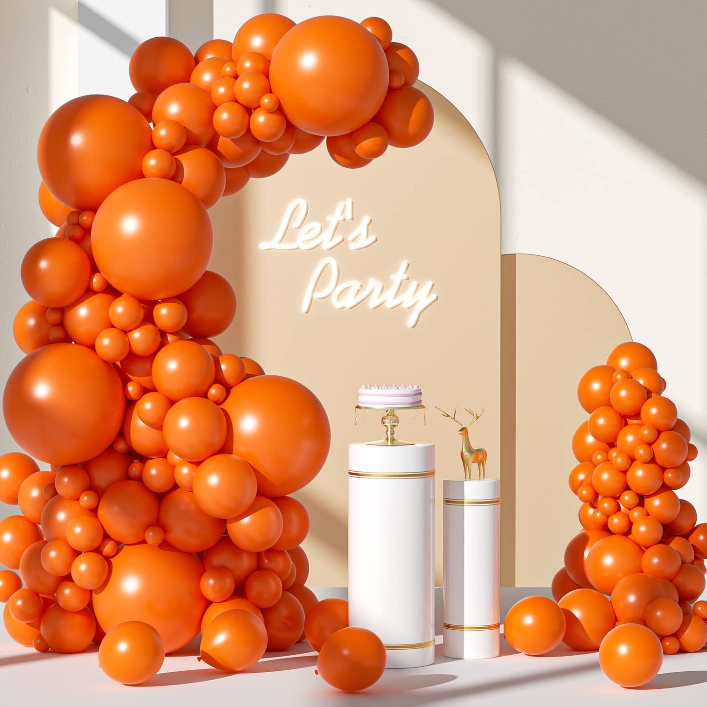 Fotiomrg 110Pcs Orange Balloon Garland Arch Kit, 18 12 10 5 Inch Orange Latex Balloons Different Sizes Pack For Birthday Graduat
