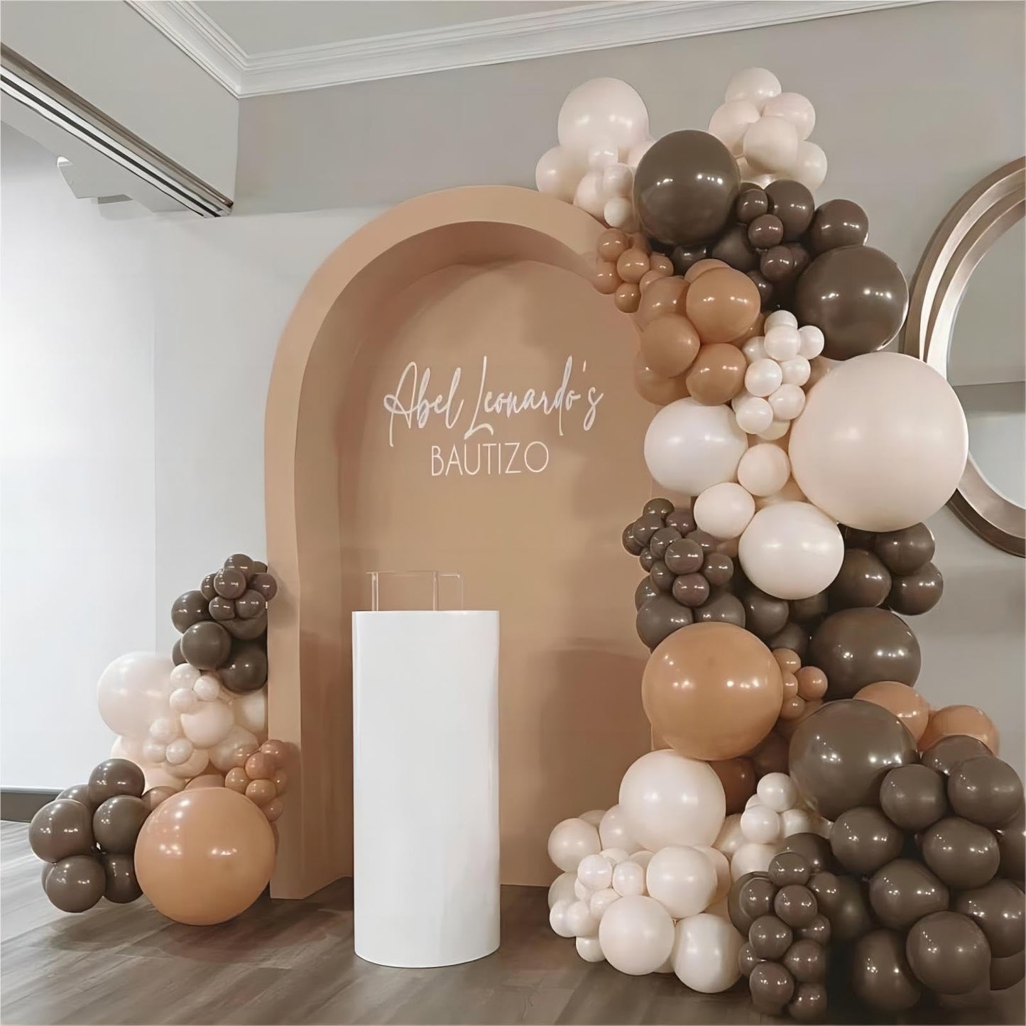 130Pcs Dark Brown Balloons Arch Kit, Different Sizes 18'' 12'' 10'' 5''Brown Latex Balloons Garland For Birthday Graduation Baby