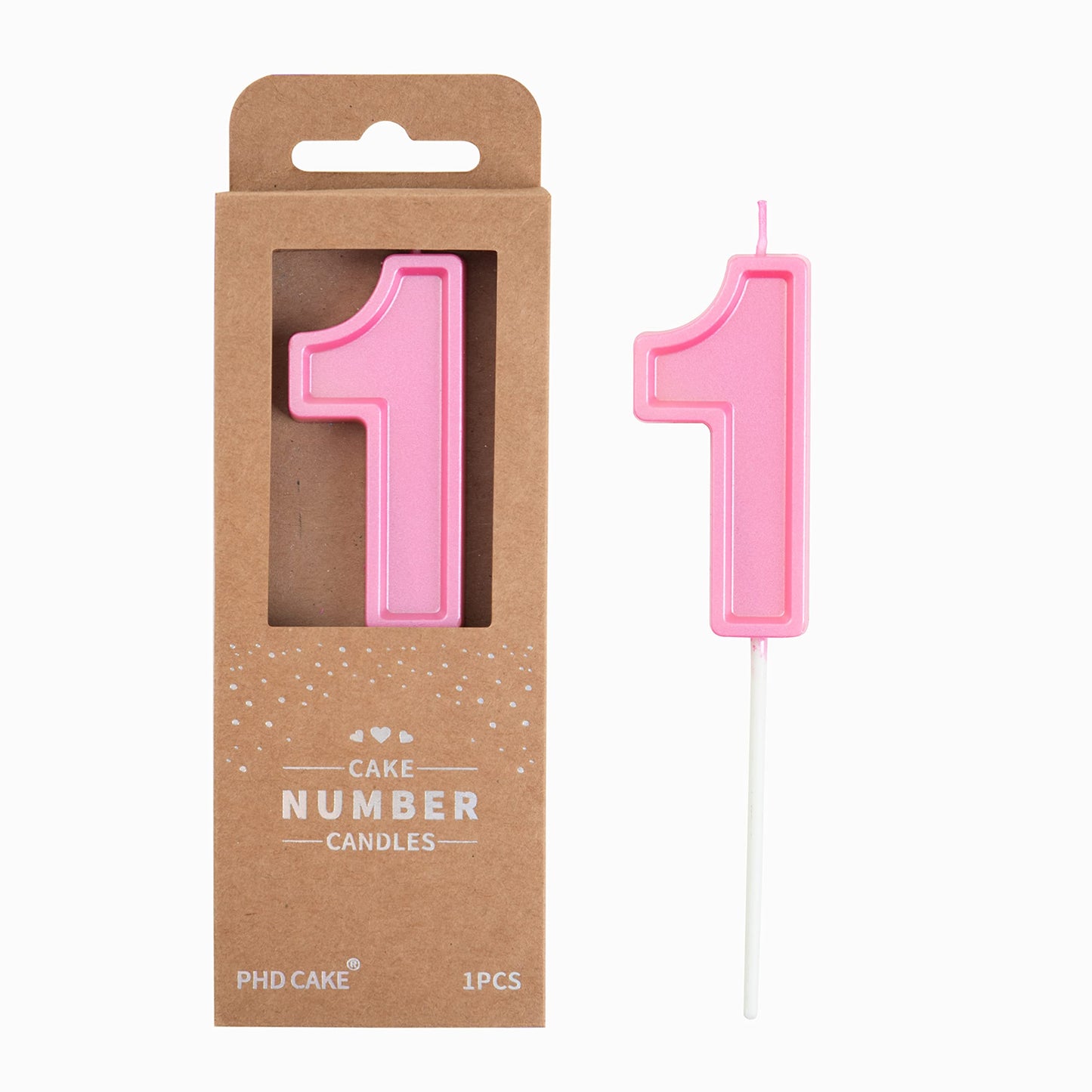 PHD CAKE 2.76 Inch Luxe pink 1 Number Birthday Candles, pink Number Candles, Cake Number Candles, Party Celebration