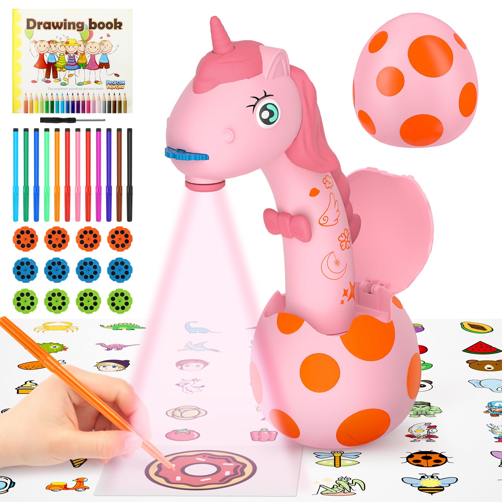 KETIEE Unicorn Drawing Projector Toys for Ages 5-7: Tracing and Drawing Projector for Kids with Cute Unicorn Look, Smart Art Ske