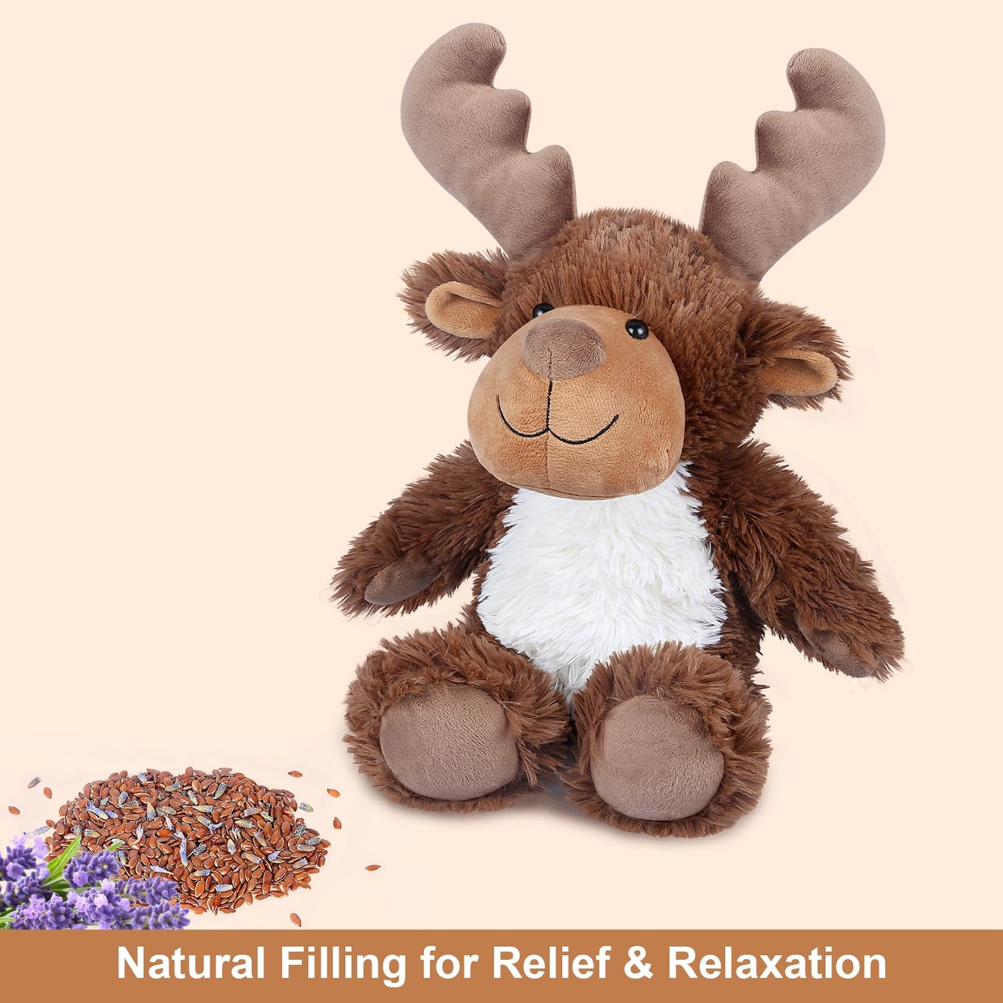 Suzzipals Heatable Coolable Moose Stuffed Animals, Microwavable Stuffed Animal Heating Pad For Cramps, Lavender Scent Stuffed Mo