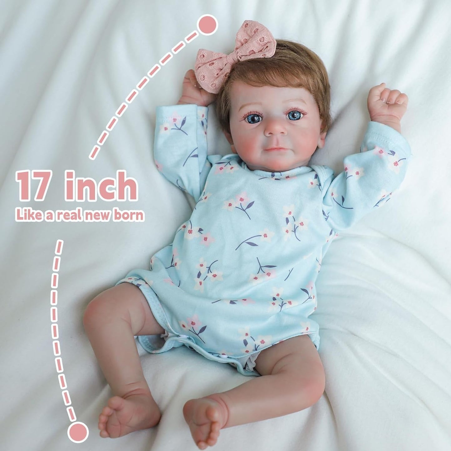 Lifelike Reborn Baby Dolls Girl - Felicia, 17-Inch Realistic-Newborn Baby Dolls With Weighted Soft Cloth Body, Real Life Cute Re