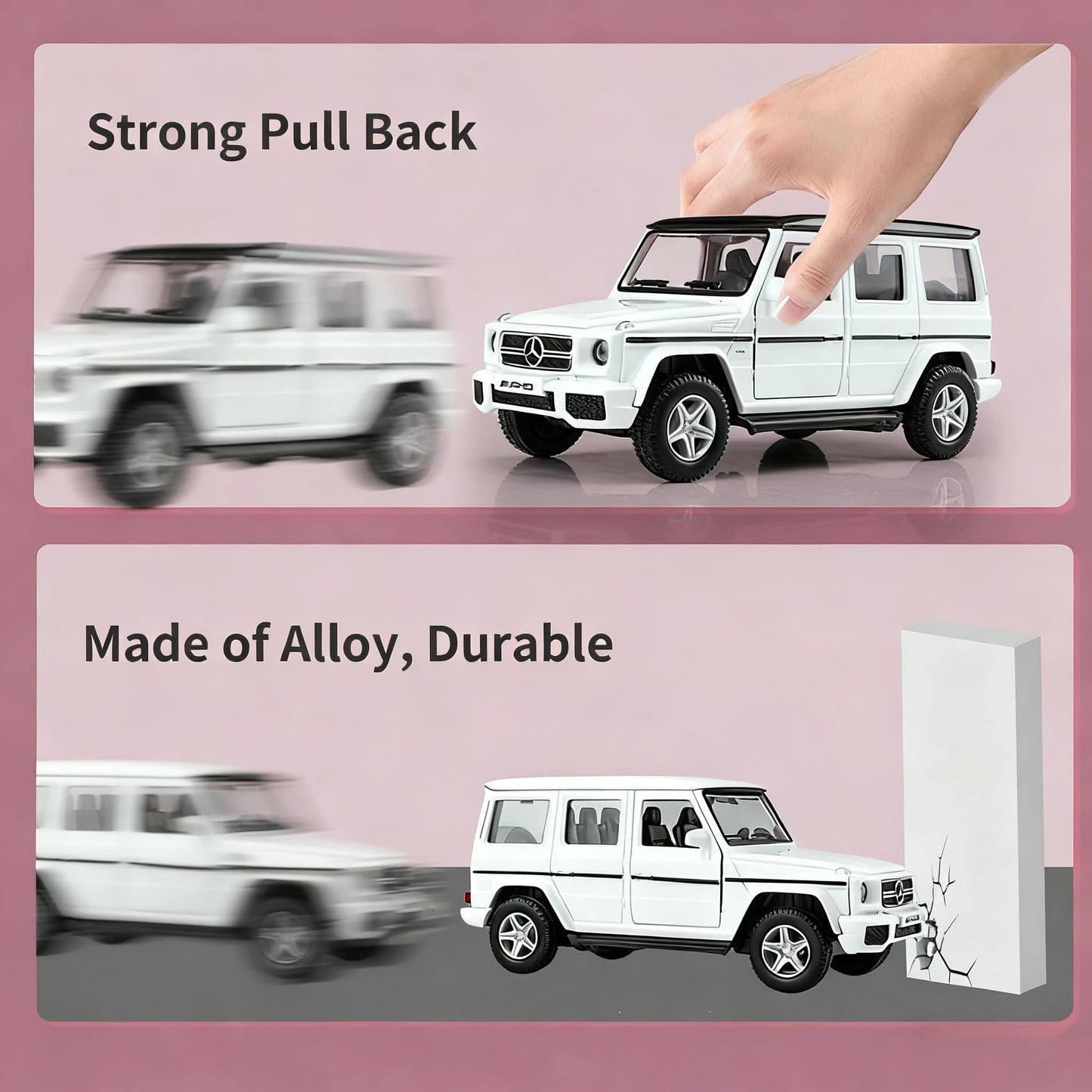 Car Toys for 3 4 5 Year Old Girls Gifts,1/36 Scale G63 Diecast Metal Model Car,Pull Back Cars Toys for Toddler Kids Age 3-6(Whit