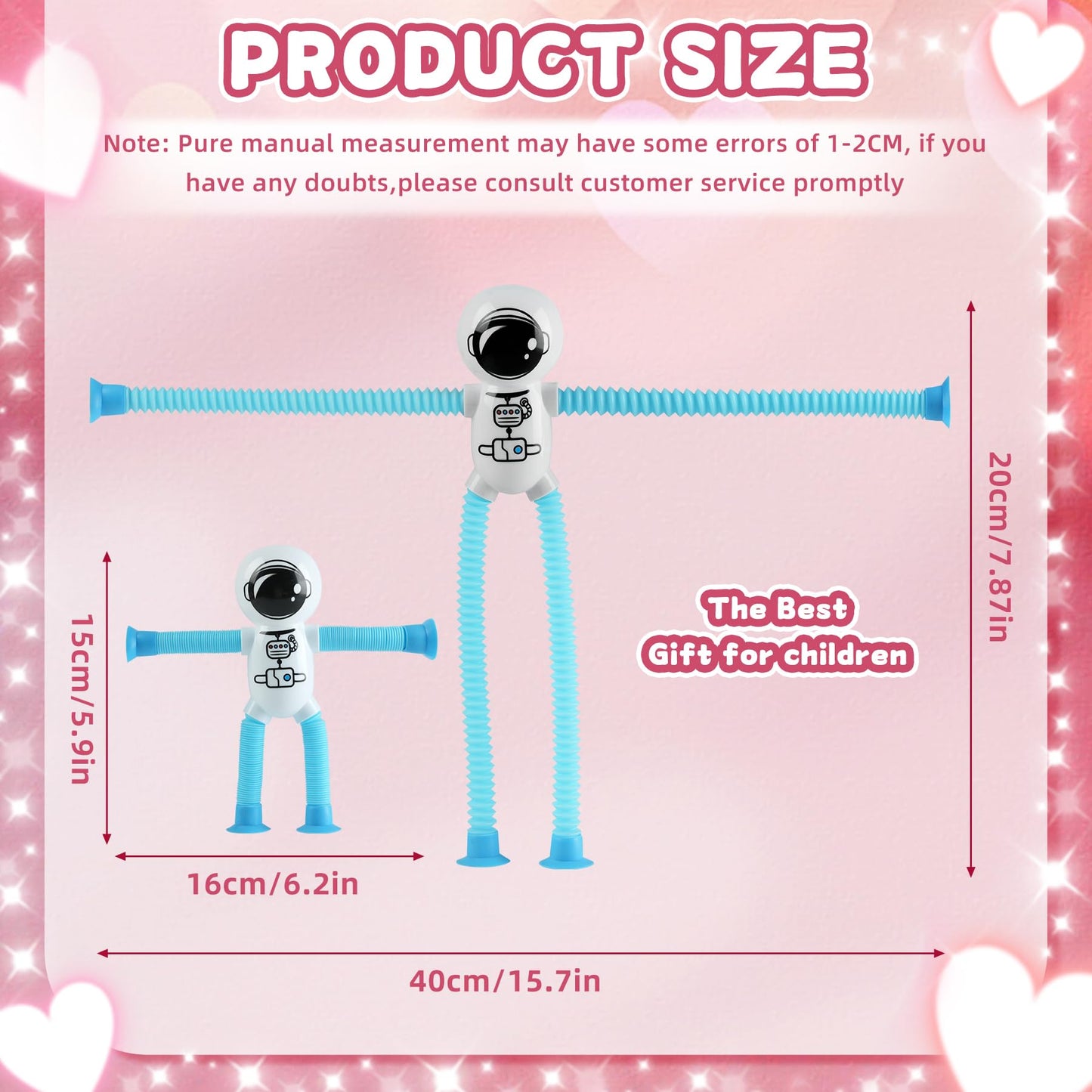 Eowvsio 4Pcs Valentines Day Gifts For Kids,Astronaut Pop Tubes Valentines Fidget Toys,Autistic Travel Valentines Toys,Valentine