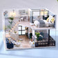 Lannso DIY Dollhouse Miniature Wooden Furniture Kit  Doll House Kit with Dust Proof Cover Music Box  Mini Handmade Wooden Dollhouse Toys for mature-themed Gift(L32)