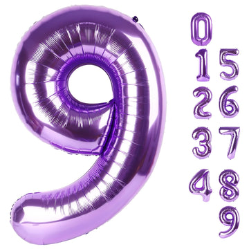 40 Inch Large 9 Balloon Purple Number Balloons, Butterfly Birthday Decorations, Foil Mylar Balloons For 9 19 29 Coraline Birthda