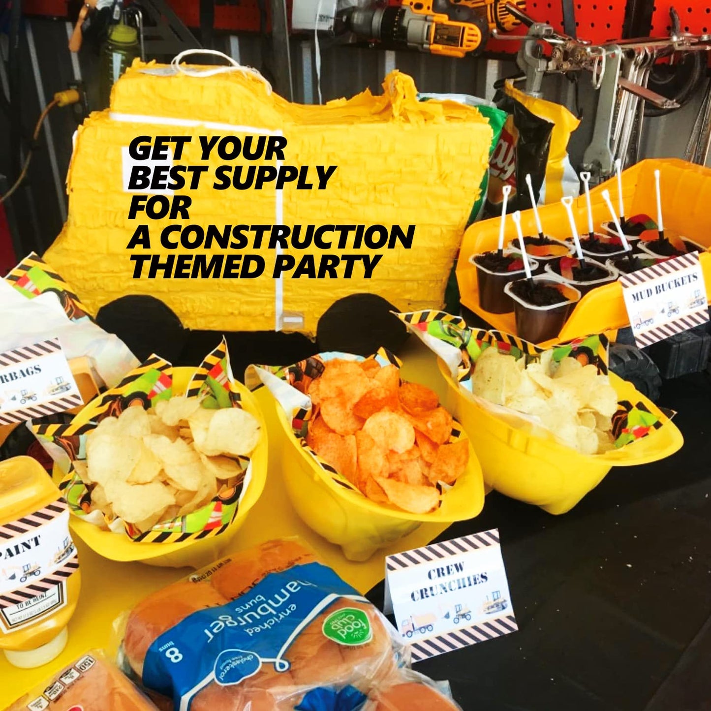 Novelty Place Construction Party Hats - Dress Up Soft Hats for Kids and Adults (Pack of 24)