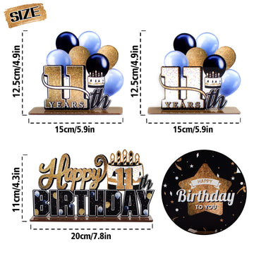 Lingteer Happy 11Th Birthday Gold Acrylic Table Topper Centerpieces Set - Cheers To Eleven Years Old Birthday 11Th Bday Party Gift Decorations.