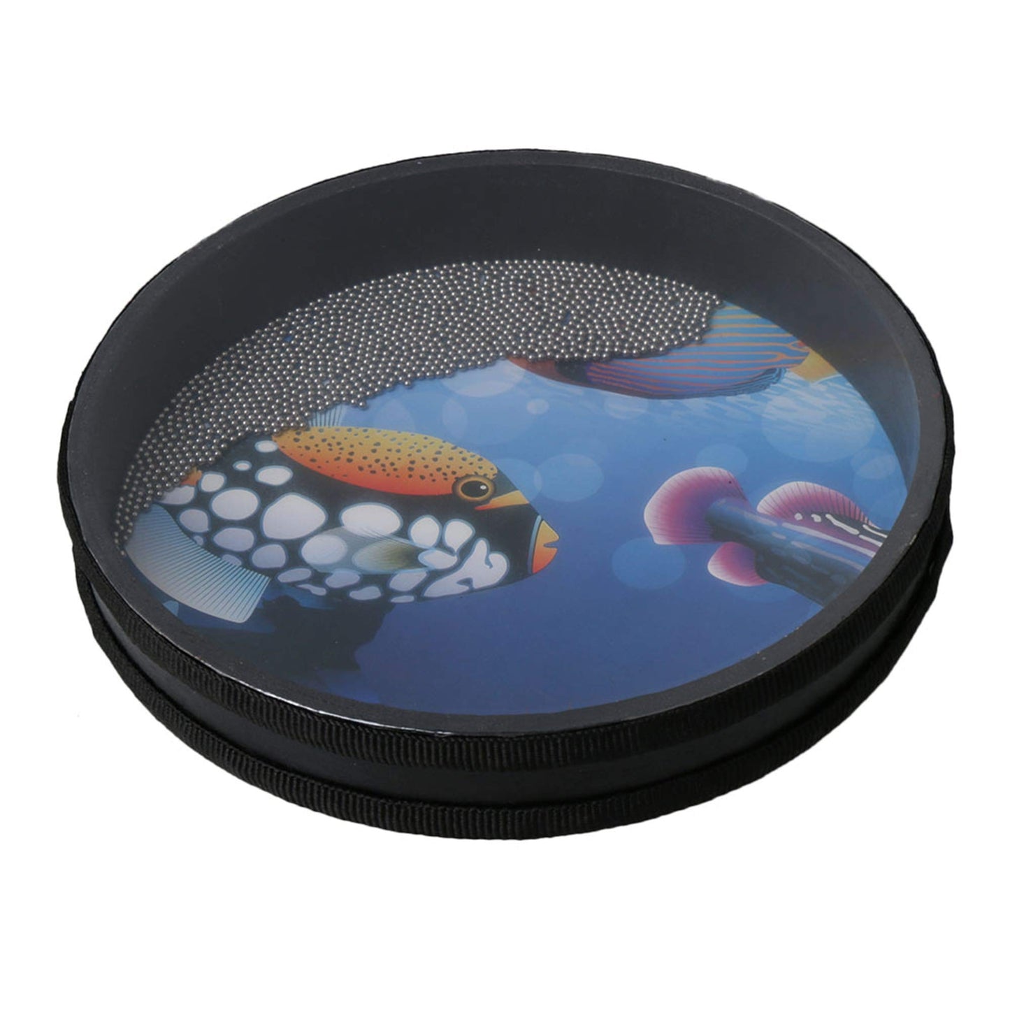 Yibuy Wave Bead Ocean Drum Percussion Toy With Fish Patton For Child 10 Inch
