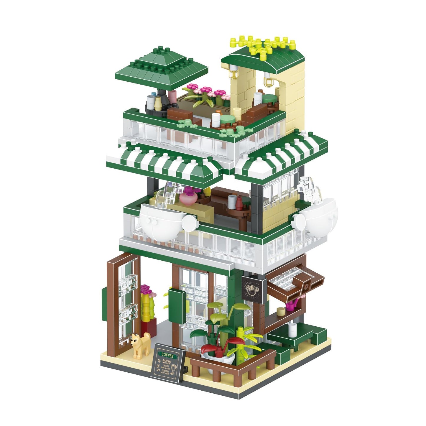 XIU City Cafe Building Block Toys (1025pcs) Mini Brick Street View Building Block Set  MOC Coffee Shop Streetscape Block Kit for mature-themeds  Creative Gifts idea for mature-themed Kids Age 8 10 12 14+
